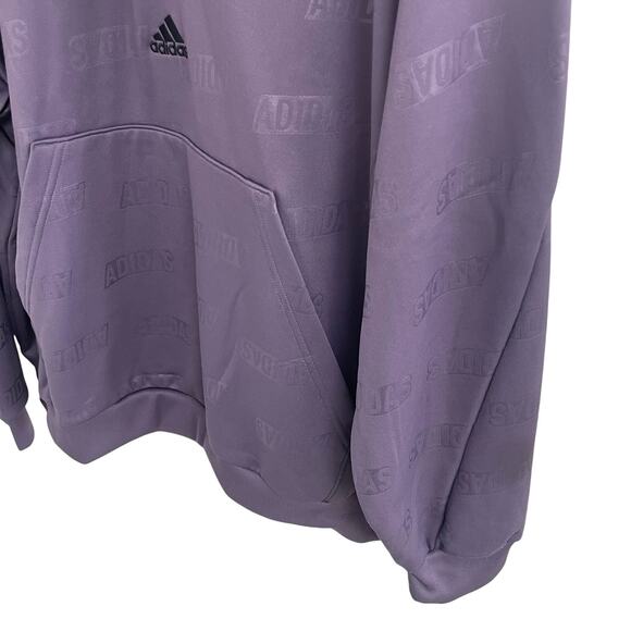 Adidas Purple Logo Print Quarter Zip Sweatshirt with Pocket Mens Size 2XL - Picture 5 of 8
